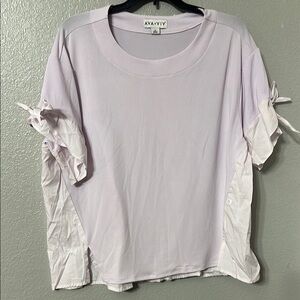 Ava & Viv Purple Ruffled Short Sleeve Blouse